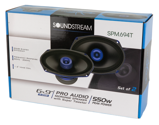 SPM-694T | 6x9" Pro Audio Midrange Speaker with Super Tweeter 550W (Pair)