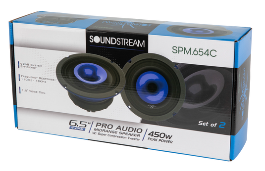 SPM-654C | 6.5" Midrange Pro Audio Loudspeaker w/ Super Compression Tweeter - 450W (Pair)