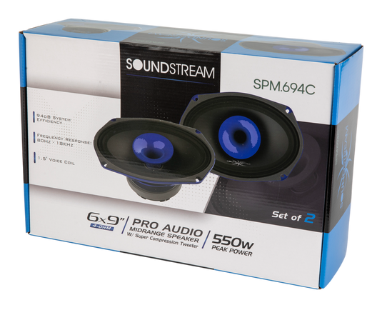 SPM-694C | 6x9" Midrange Pro Audio Loudspeaker w/ Super Compression Tweeter - 550W (Pair)