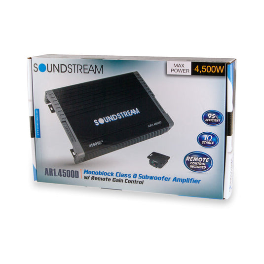 Soundstream Arachnid AR1.4500D 4500W Class D Monoblock Amplifier – 1-Ohm Stable, High Power, Subwoofer Amplifier