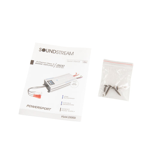 PSA4-2500D | IP66 Waterproof 4-Channel Powersport, Marine & Motorcycle Amplifier – 2,500W Max