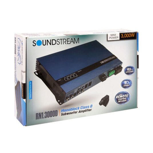 Soundstream RN1‑3000D | Class D 3000W Monoblock Amplifier with MOSFET Power & Signal Sensing