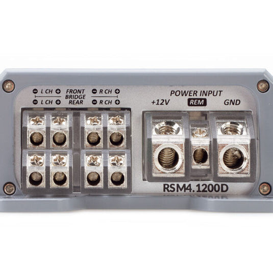 Soundstream RSM4-1200D 1200W Compact 4-Channel Class D Car Amplifier – High-Efficiency, Hi-Level Signal Sensing, Easy Install