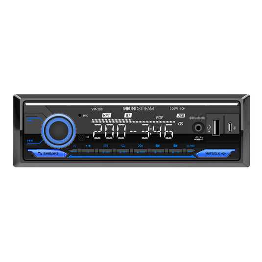 Soundstream VM-20B | Single DIN Digital Multimedia Receiver with Bluetooth, Dual USB, and Hands-Free Calling