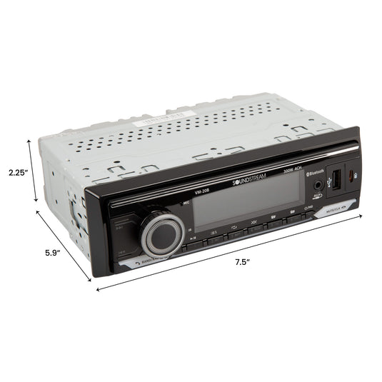 Soundstream VM-20B | Single DIN Digital Multimedia Receiver with Bluetooth, Dual USB, and Hands-Free Calling