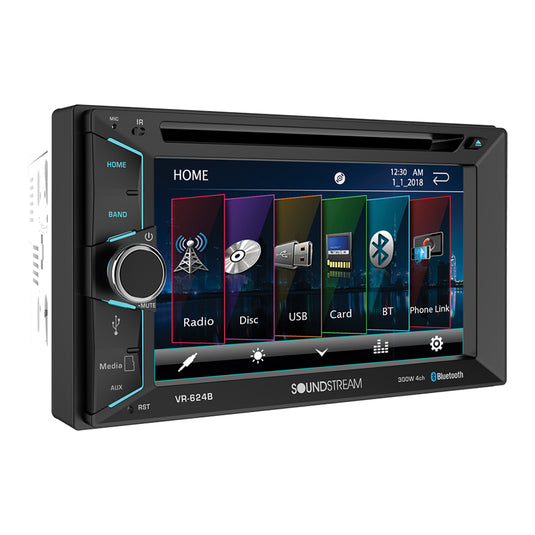 Soundstream VR-624B | 6.2" Double DIN Bluetooth DVD Receiver with 300W 4-Channel Output