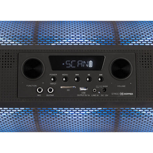 Soundstream Street Hopper 8 – Portable Bluetooth Boombox with Subwoofer, FM Radio, and Smartphone App Control