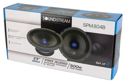 SPM-804B | 8" Pro Audio Midrange Speaker with Bullet 500W (Pair)