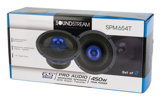 SPM-654T | 6.5" Pro Audio Midrange Speaker with Super Tweeter 450W (Pair)