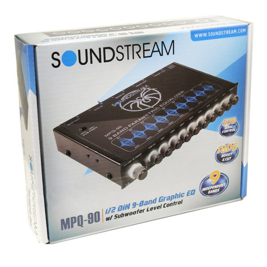 MPQ-90 | 1/2 DIN 9-Band Graphic Equalizer with Subwoofer Level Control