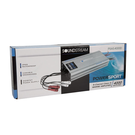 PSA5-4000D | IP66 Waterproof 5-Channel Powersport, Marine & Motorcycle Amplifier – 4,000W Max