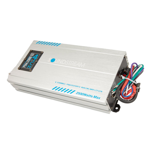 PSA4-2500D | IP66 Waterproof 4-Channel Powersport, Marine & Motorcycle Amplifier – 2,500W Max
