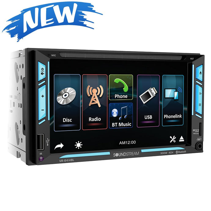 VR-64HBL | 6.2” 2-DIN DVD/CD Touchscreen Headunit w/ Bluetooth & PhoneLink