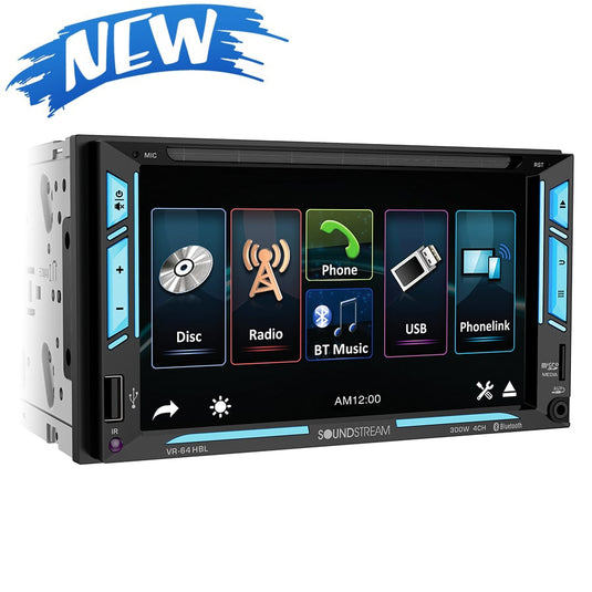 VR-64HBL | 6.2” 2-DIN DVD/CD Touchscreen Headunit w/ Bluetooth & PhoneLink