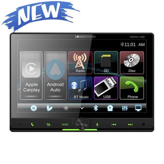 VRCPAA-106F | 10″ DVD Multimedia Headunit w/ Apple CarPlay® & Android Auto®