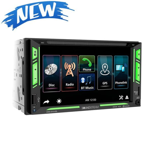 VRN-64HBL | 6.2” 2-DIN DVD/CD Touchscreen Headunit w/ Navigation & PhoneLink