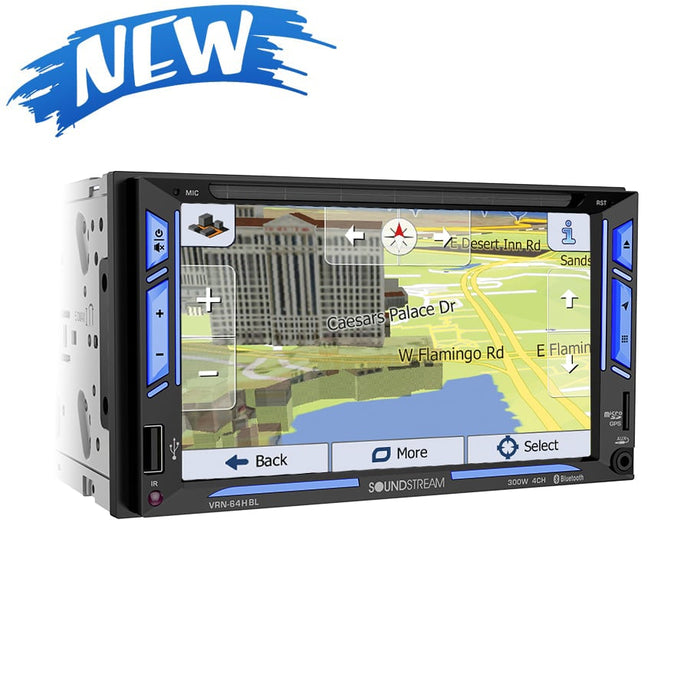 VRN-64HBL | 6.2” 2-DIN DVD/CD Touchscreen Headunit w/ Navigation & PhoneLink