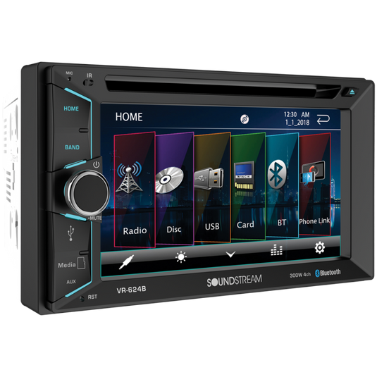 VR-624B | 6.2” 2-DIN Touchscreen DVD/CD Headunit w/ Bluetooth