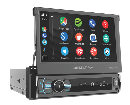 VRCA1-78W | 1-DIN Digital Media Car Stereo w/ Wireless Apple CarPlay, Android Auto, Bluetooth Connectivity, & Motorized 7