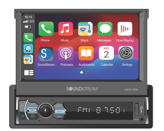 VRCA1-78W | 1-DIN Digital Media Car Stereo w/ Wireless Apple CarPlay, Android Auto, Bluetooth Connectivity, & Motorized 7