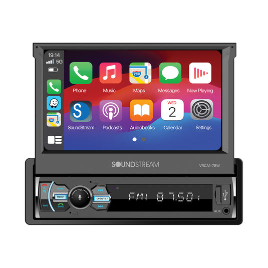 VRCA1-78W | 1-DIN Digital Media Car Stereo w/ Wireless Apple CarPlay, Android Auto, Bluetooth Connectivity, & Motorized 7