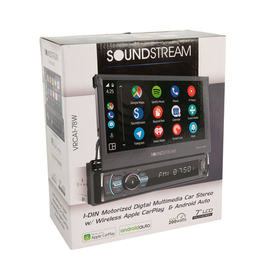 VRCA1-78W | 1-DIN Digital Media Car Stereo w/ Wireless Apple CarPlay, Android Auto, Bluetooth Connectivity, & Motorized 7" LCD