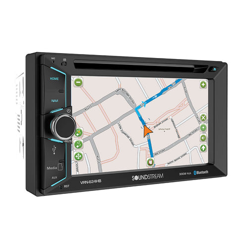 VRN-624B | 6.2” 2-DIN DVD/CD Touchscreen Headunit w/ Navigation & Bluetooth